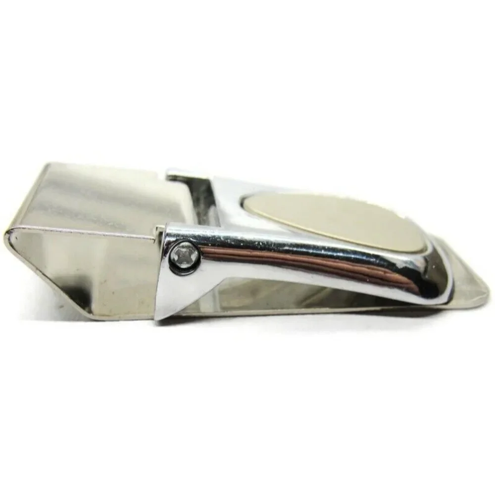 Money Clip Silver Tone Brushed Stainless Steel Wallet Credit Card Cash ID Holder